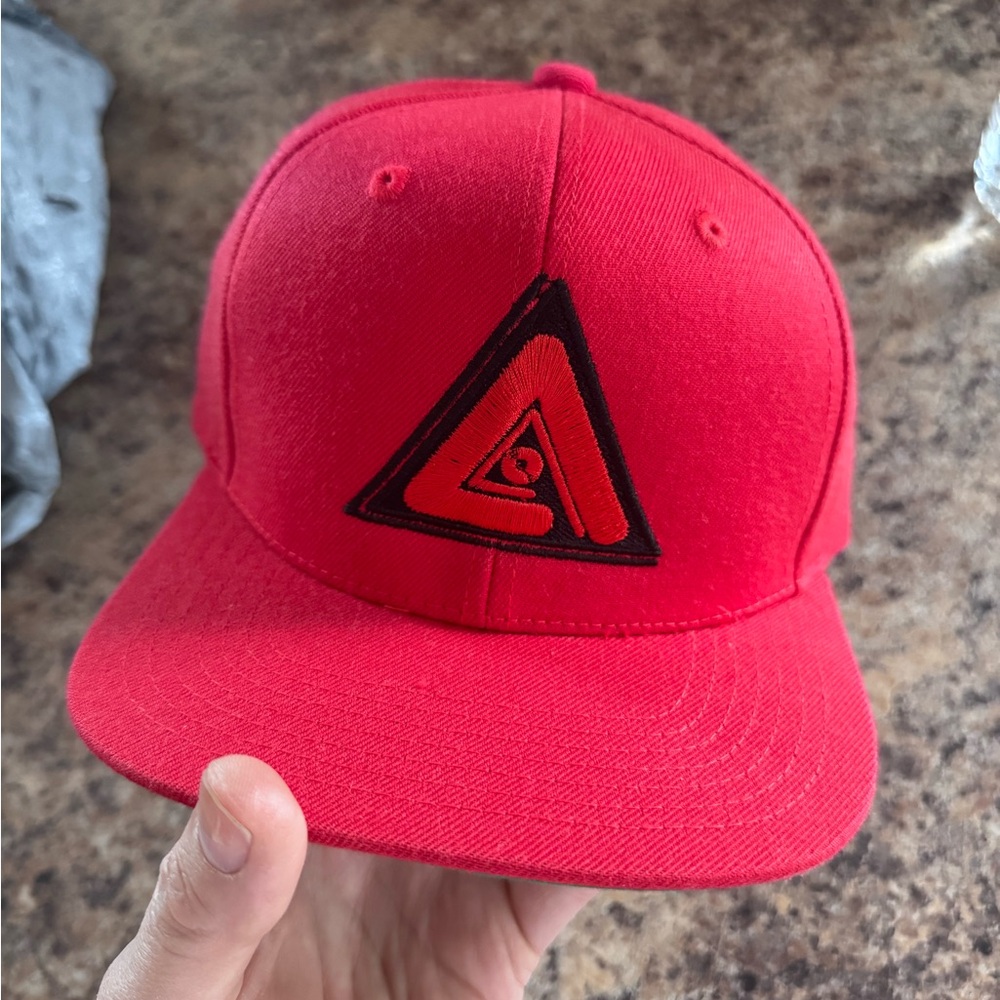 Red Snapback Hat With Triangle Logo - image 1